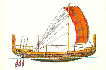 Древнеегипетское судно с прямоугольным парусом