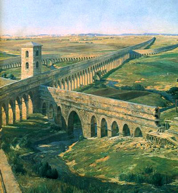 Панорама римских водоводов в Испании