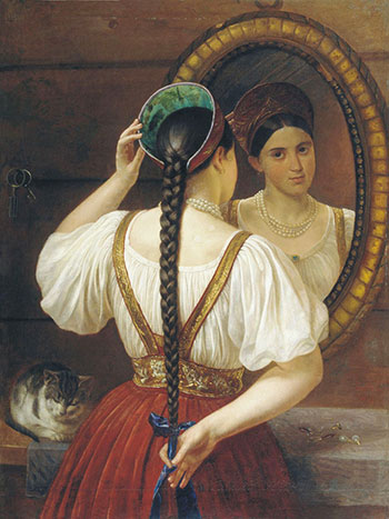 Ф.О. Будкин, (1806-1850), Девушка перед зеркалом