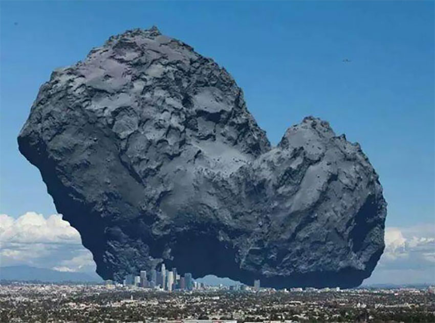 Рис. 5. Размер кометы Чурюмова — Герасименко. Внизу Лос-Анджелес