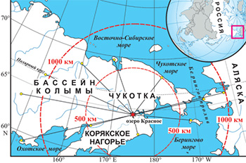 Зона торговли обсидианом с центром на юге Чукотки