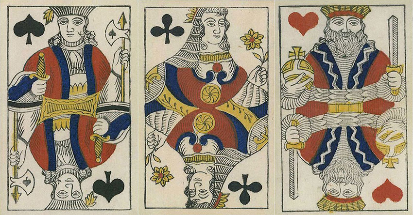 Атласные игральные карты, дизайн середины XIX века