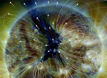 Корональная дыра и силовые линии магнитного поля, SDO Корональная дыра и силовые линии магнитного поля, SDO
