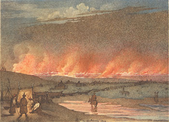 Т.Г. Шевченко. Пожежа в степу. 1848, акварель