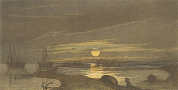 Т.Г. Шевченко. Місячна ніч на Кос-Аралі. 1848-1849, акварель